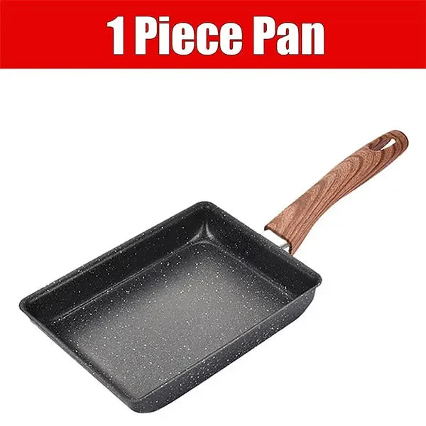 4-Piece Japanese Tamagoyaki Pan Set β Horizontal Nonstick Omelette & Steak Frying Pan with Silicone & Wooden Accessories