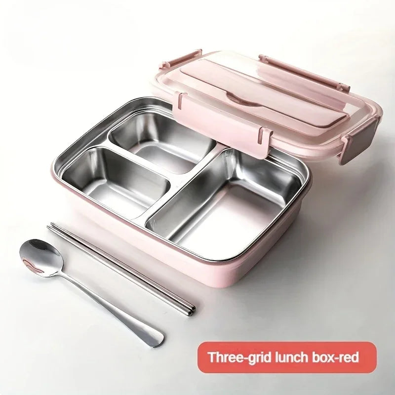 Leak-Proof Stainless Steel Lunch Box – Bento Food Container with 3/4 Compartments