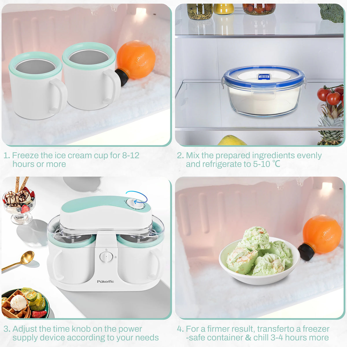 Sumetas Electric Ice Cream & Popsicle Maker – Dual-Cup DIY Frozen Treats Machine