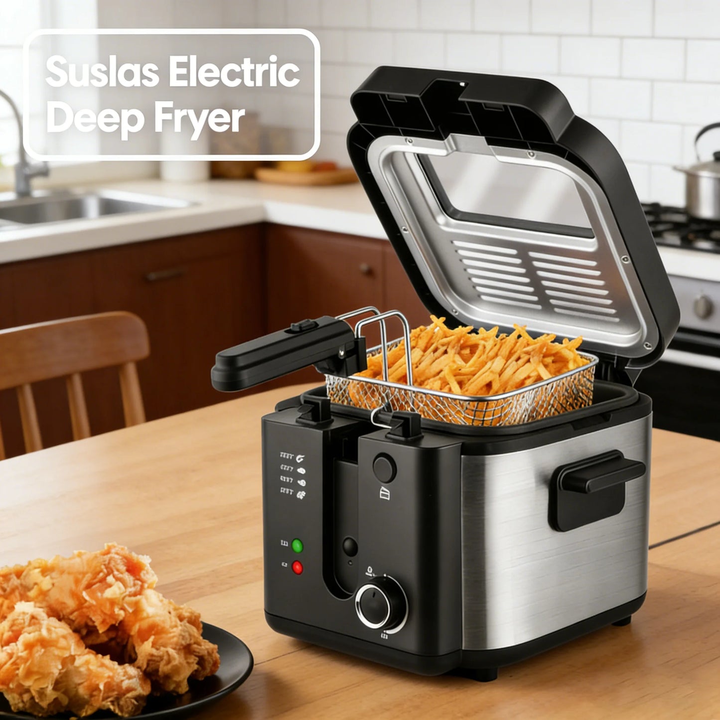 Electric Deep Fryer with Basket – 1.5L to 6L Stainless Steel Countertop Fryer with Adjustable Temperature