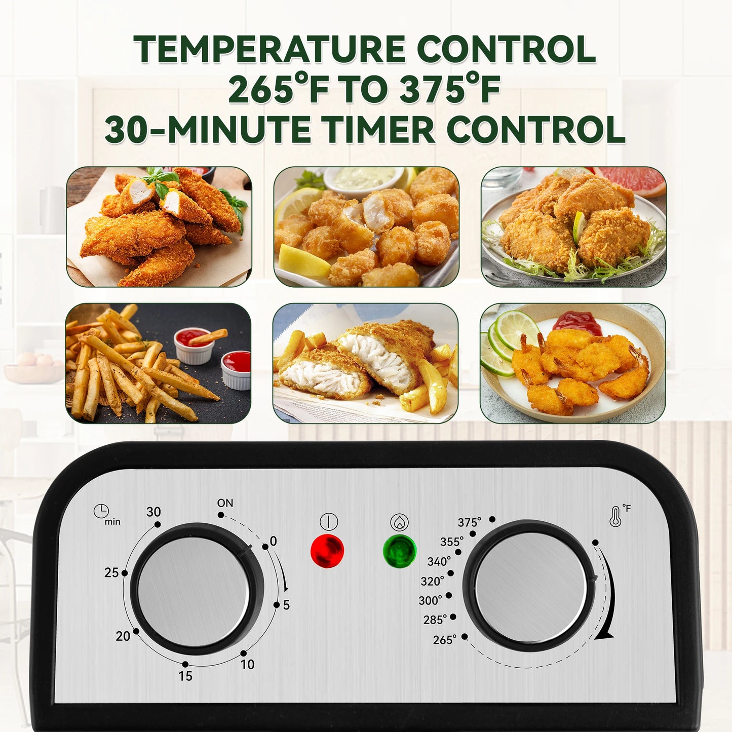 Electric Deep Fryer with Basket – 1.5L to 6L Stainless Steel Countertop Fryer with Adjustable Temperature