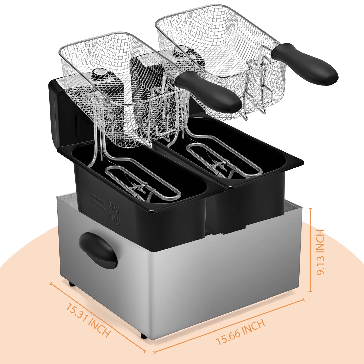 Electric Deep Fryer with Basket – 1.5L to 6L Stainless Steel Countertop Fryer with Adjustable Temperature
