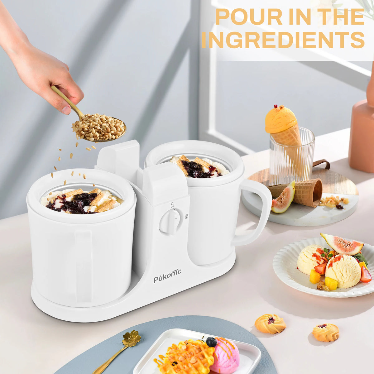 Sumetas Electric Ice Cream & Popsicle Maker – Dual-Cup DIY Frozen Treats Machine