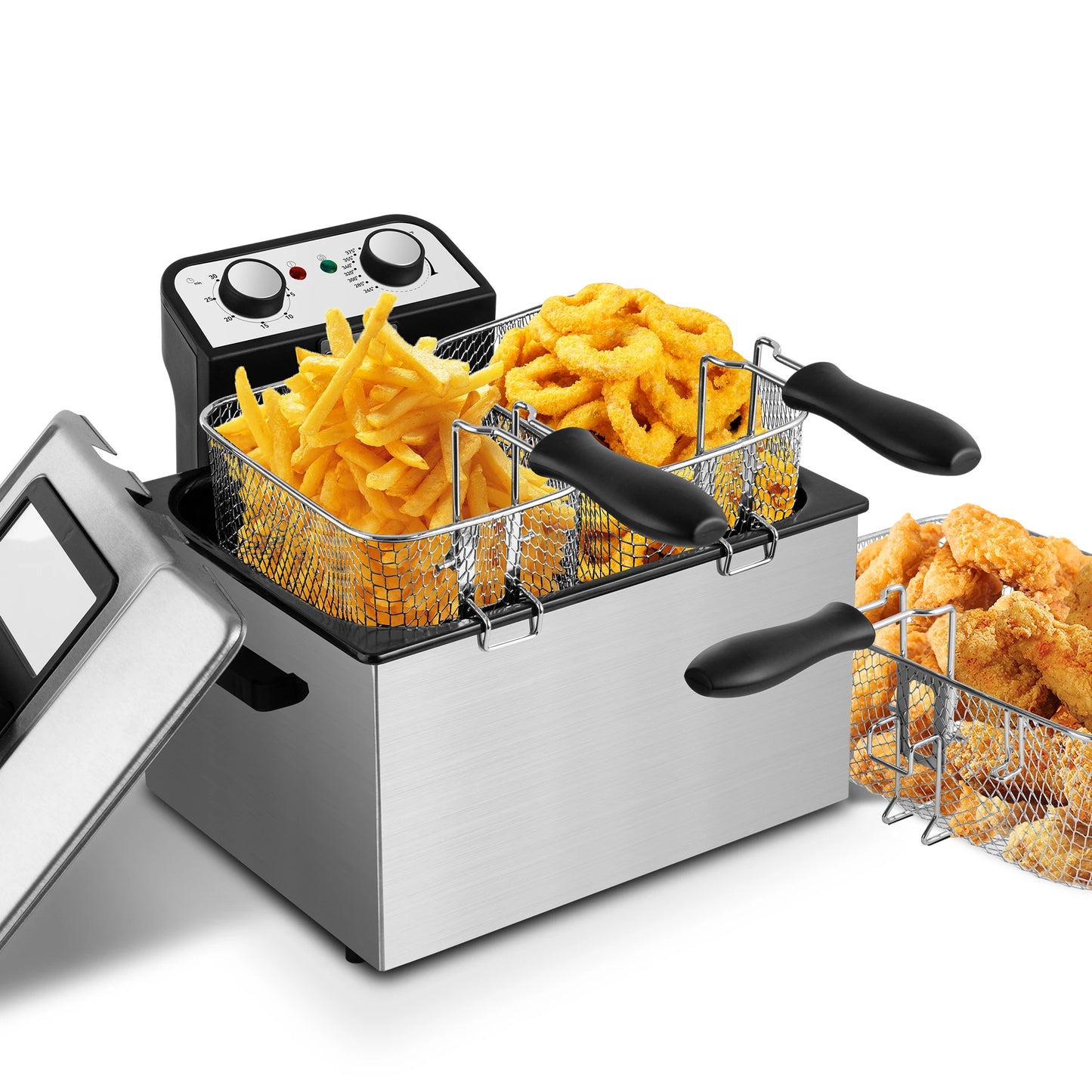Electric Deep Fryer with Basket – 1.5L to 6L Stainless Steel Countertop Fryer with Adjustable Temperature