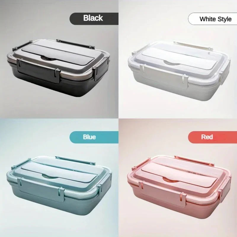 Leak-Proof Stainless Steel Lunch Box – Bento Food Container with 3/4 Compartments