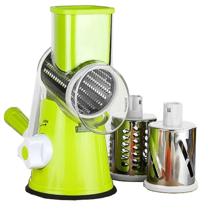 Manual Rotary Cheese Grater with 3 Drums Vegetable Slicer & Shredder