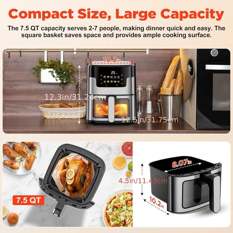 12L Smart Digital Air Fryer Oven - 12QT Large Capacity Oil-Free Cooker