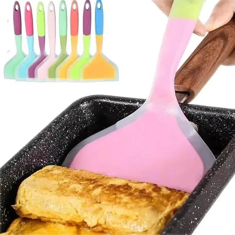 Wide Silicone Spatula Turner Nonstick Pancake Egg Flipper Heat-Resistant Cooking Tool