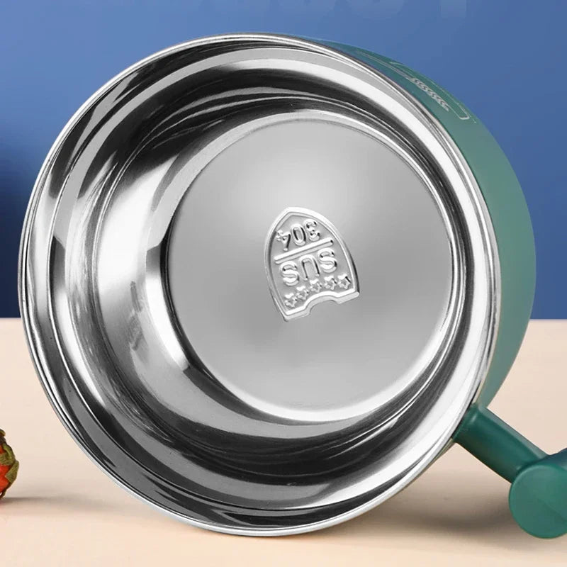 Stainless Steel Noodle Bowl with Lid – Portable Food Container with Drain & Handle