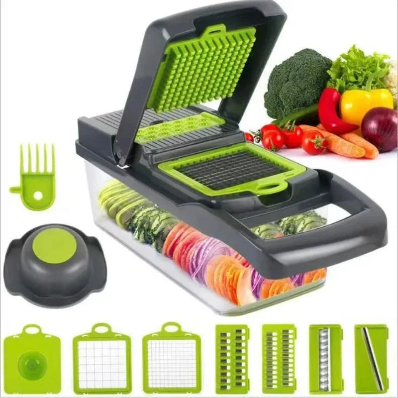 Multi-Functional Vegetable Chopper with Storage Box – Slicer, Dicer & Kitchen Food Cutter