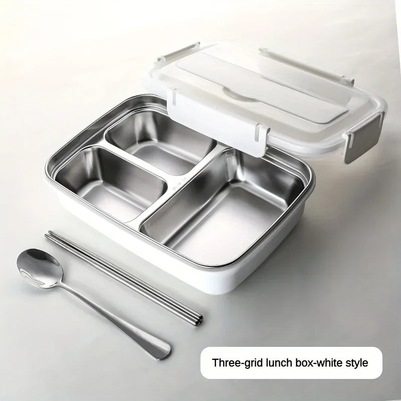 Leak-Proof Stainless Steel Lunch Box – Bento Food Container with 3/4 Compartments