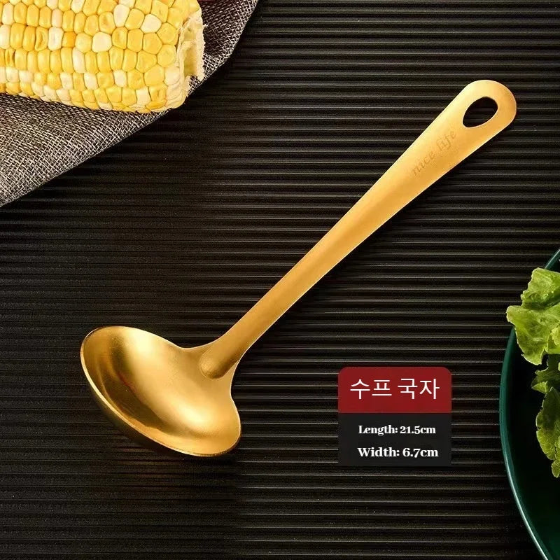 6-Piece Korean Style Stainless Steel Cutlery Set – Elegant Spoon & Fork Set for Dining