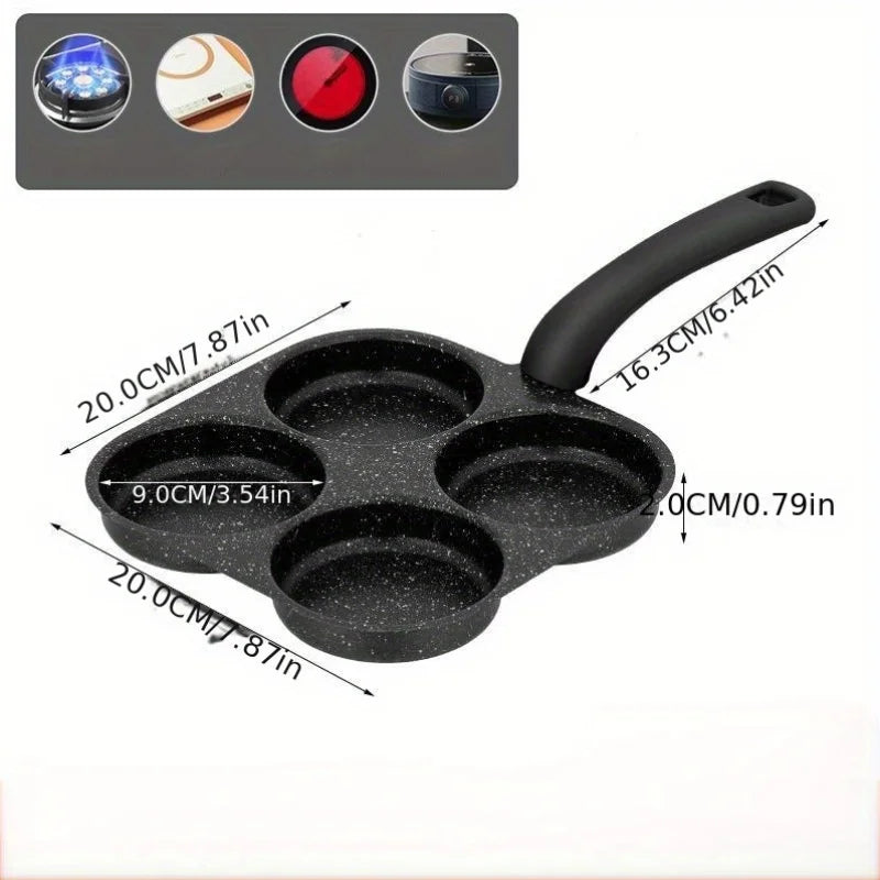 Nonstick Egg Frying Pan Egg 4-Cups Cooker 4-Cup Nonstick Egg Frying Pan | 4-Hole Pancake & Omelet Burger GriddleSuitable for Gas Stove Induction Cooker