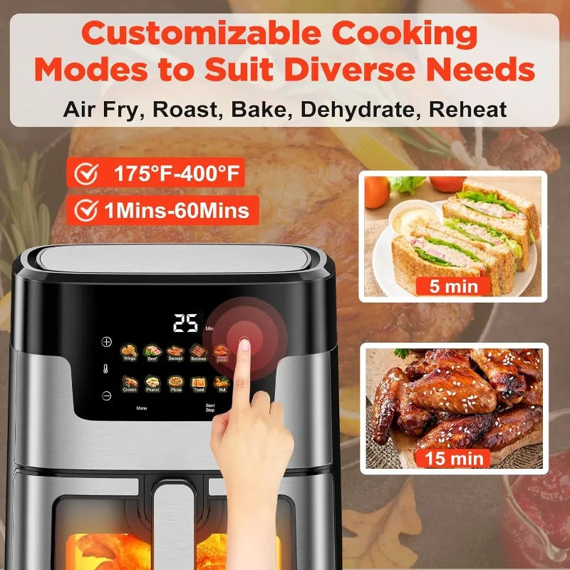 12L Smart Digital Air Fryer Oven - 12QT Large Capacity Oil-Free Cooker
