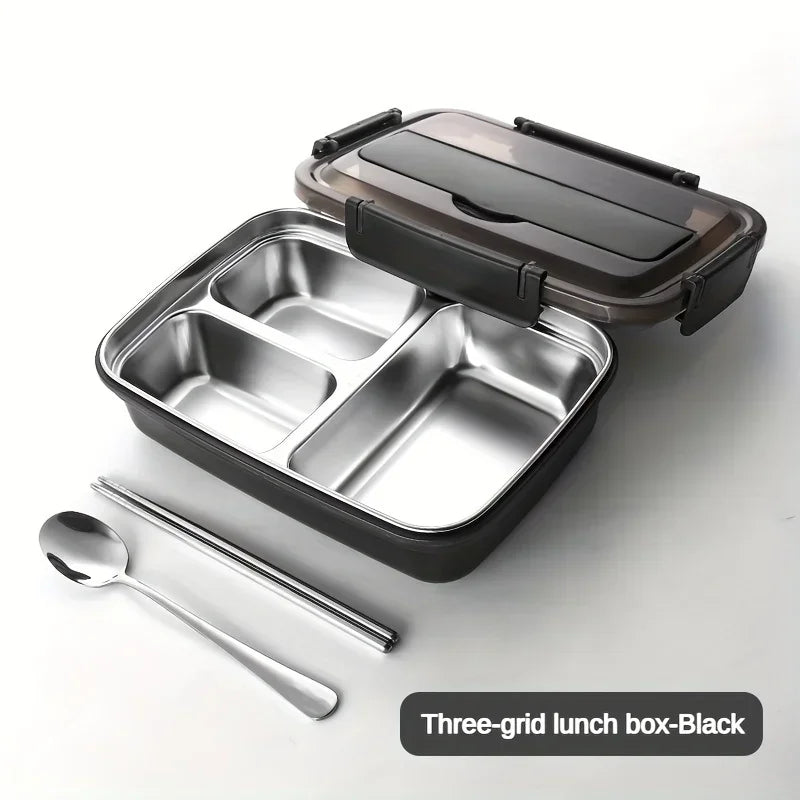 Leak-Proof Stainless Steel Lunch Box – Bento Food Container with 3/4 Compartments
