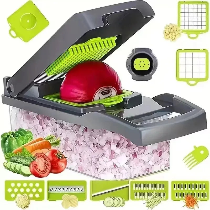 Multi-Functional Vegetable Chopper with Storage Box – Slicer, Dicer & Kitchen Food Cutter