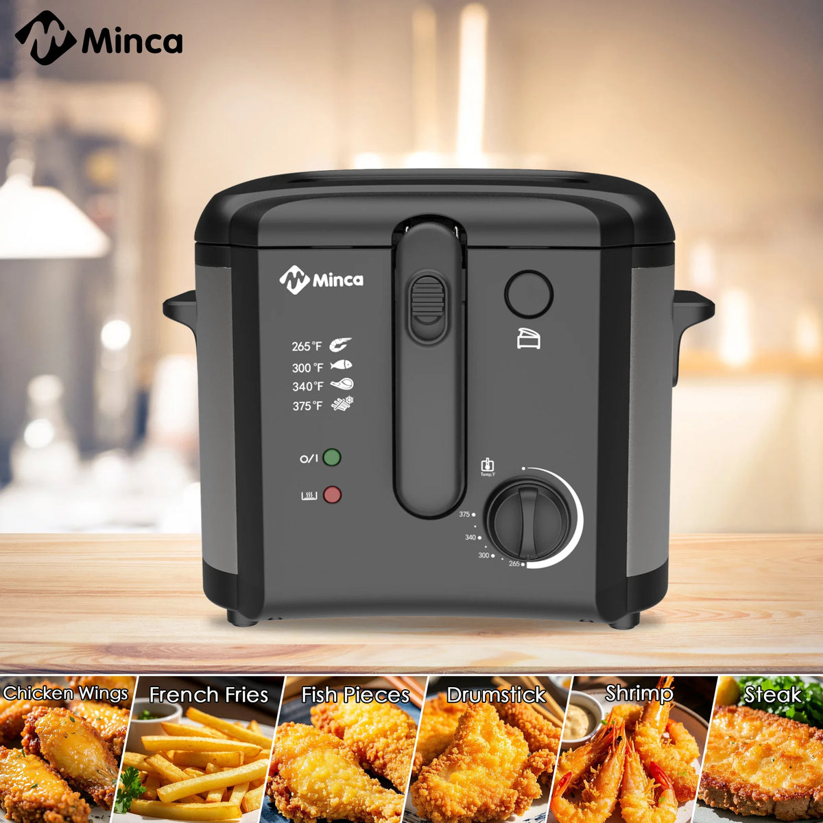 M Minca 2.5L Deep Fryer 1500W – Non-Stick Electric Fryer with Temperature Control & Odor Filter