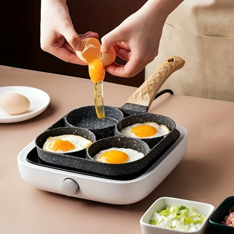 4-Hole Nonstick Omelette Pan – Breakfast Egg, Pancake & Burger Frying Pan