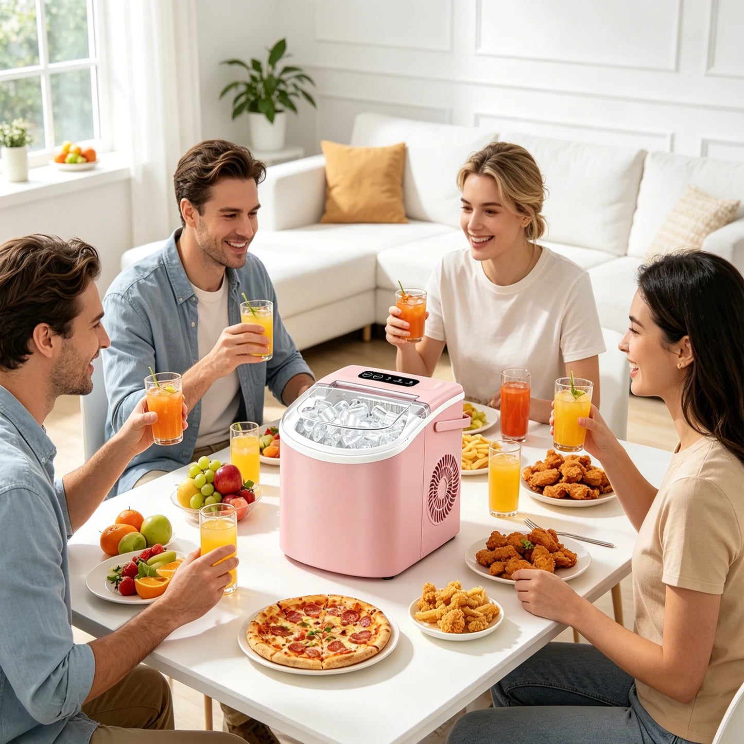Portable Countertop Ice Maker Machine 29Lbs/24H – Self Cleaning Ice Maker with Carry Handle, 9 Ice Cubes in 6 Minutes for Home Kitchen Office RV & Party