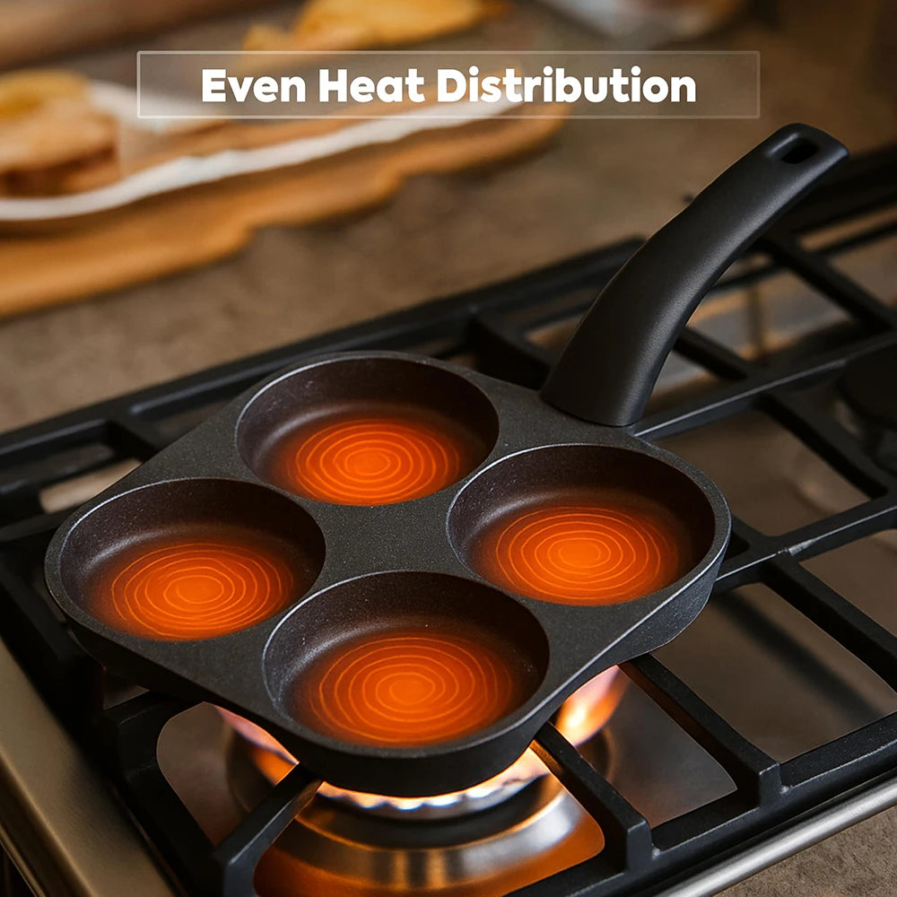 Nonstick Egg Frying Pan Egg 4-Cups Cooker 4-Cup Nonstick Egg Frying Pan | 4-Hole Pancake & Omelet Burger GriddleSuitable for Gas Stove Induction Cooker