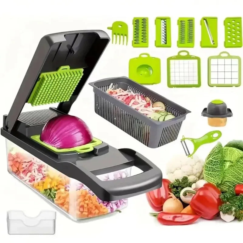 Multi-Functional Vegetable Chopper with Storage Box – Slicer, Dicer & Kitchen Food Cutter