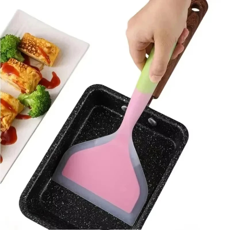 Wide Silicone Spatula Turner Nonstick Pancake Egg Flipper Heat-Resistant Cooking Tool