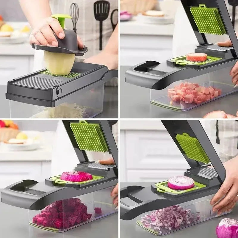 Multi-Functional Vegetable Chopper with Storage Box – Slicer, Dicer & Kitchen Food Cutter
