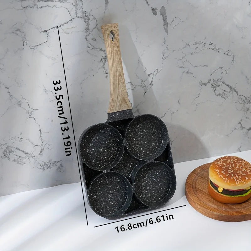 4-Hole Nonstick Omelette Pan – Breakfast Egg, Pancake & Burger Frying Pan