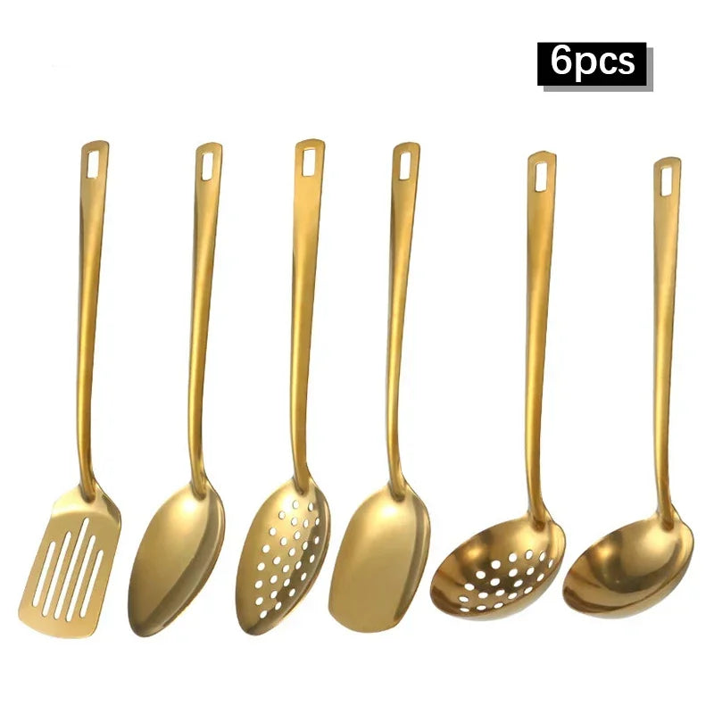6-Piece Korean Style Stainless Steel Cutlery Set – Elegant Spoon & Fork Set for Dining