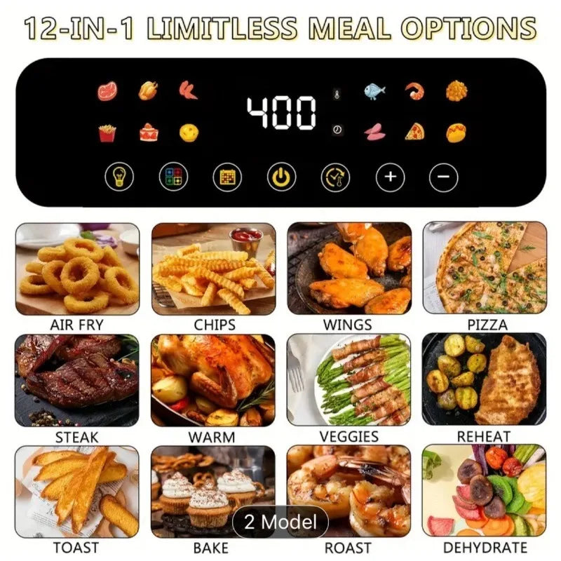 12L Smart Digital Air Fryer Oven - 12QT Large Capacity Oil-Free Cooker