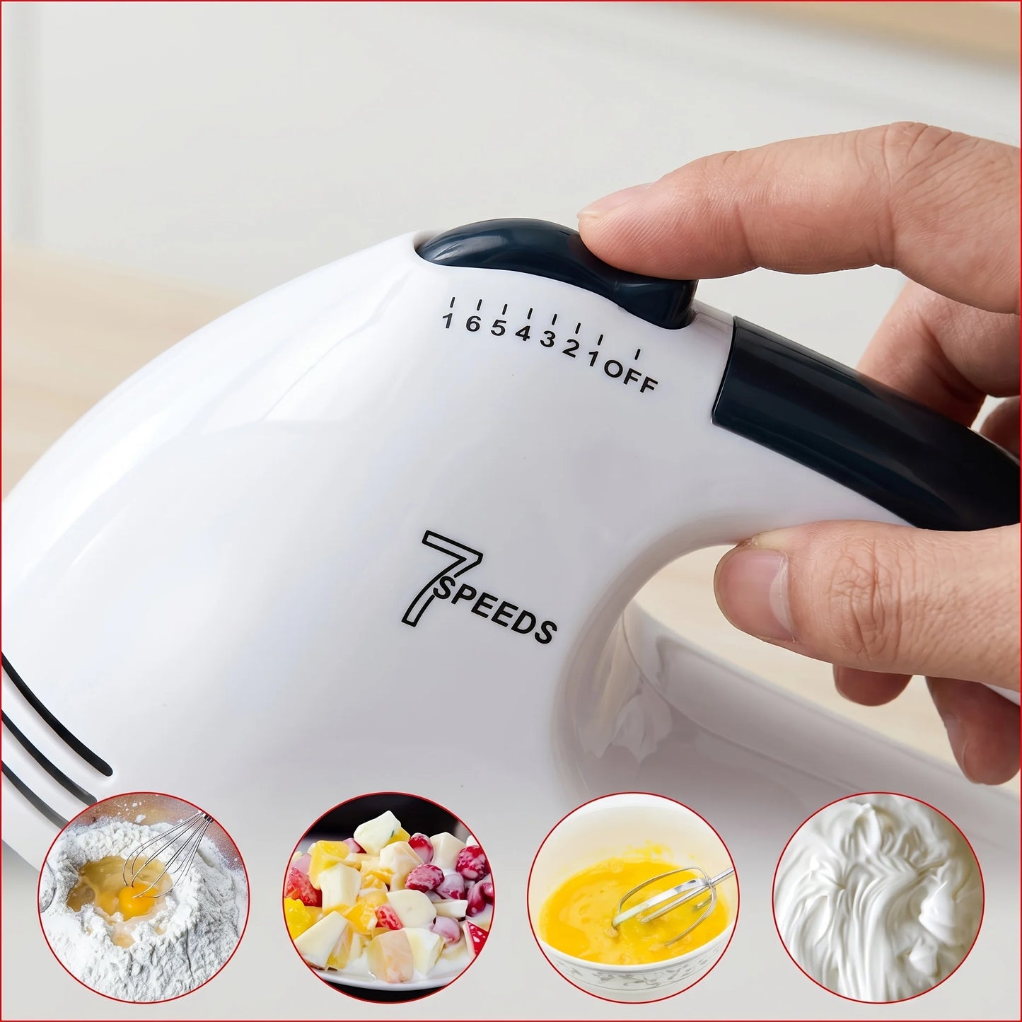 7-Speed Electric Hand Mixer with Rotating Bowl & Stand – 100W Baking Mixer for Eggs, Cream & Cake