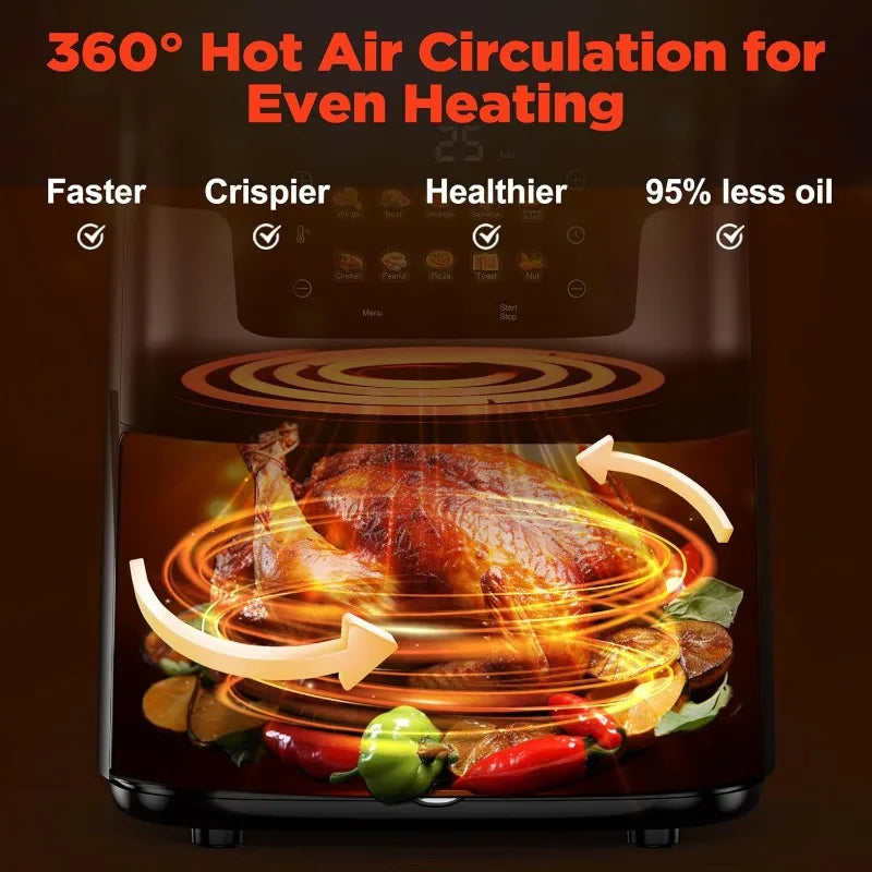 12L Smart Digital Air Fryer Oven - 12QT Large Capacity Oil-Free Cooker